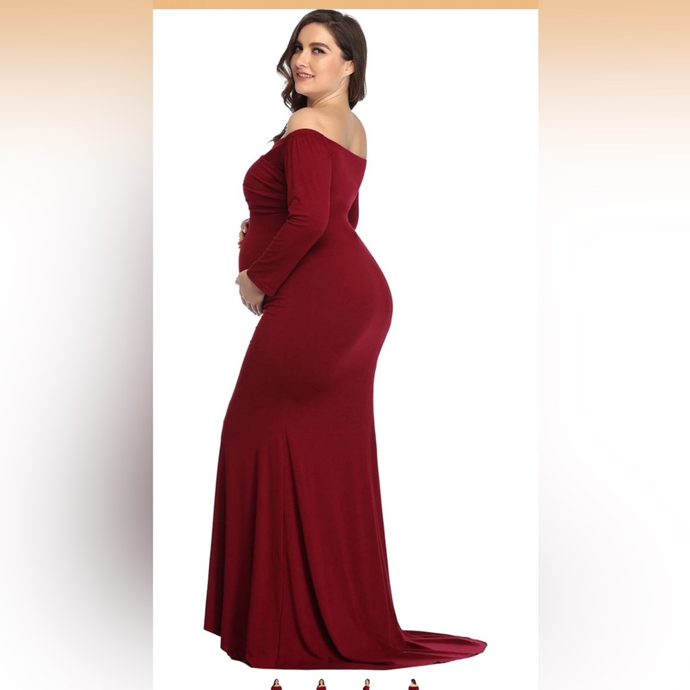Elegant Red Maternity Dress - Picture 5 of 6